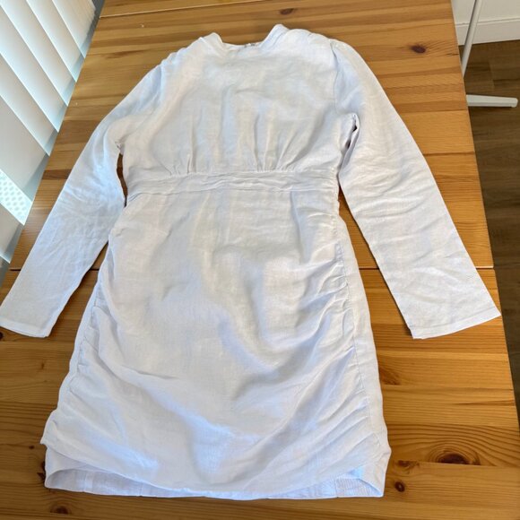 DISSH 100% Linen White Mini Dress Beach Long Sleeve AU 10 = US 6 - Picture 2 of 10
